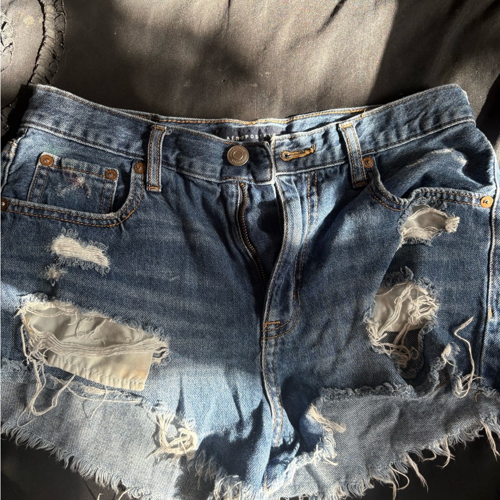 Aeropostale Distressed Blue Jean Shorts